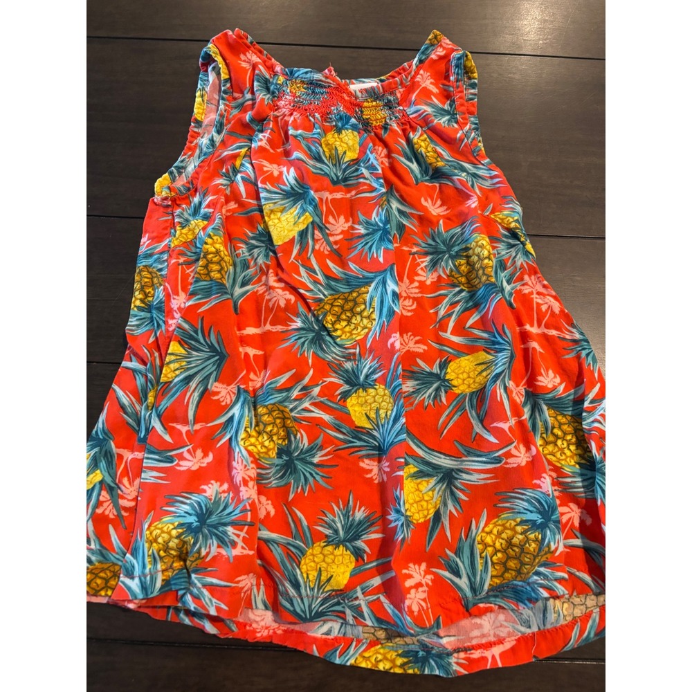 Old Navy Toddler Girls Red Pineapple Tropical Smocked Sleeveless Top 5T